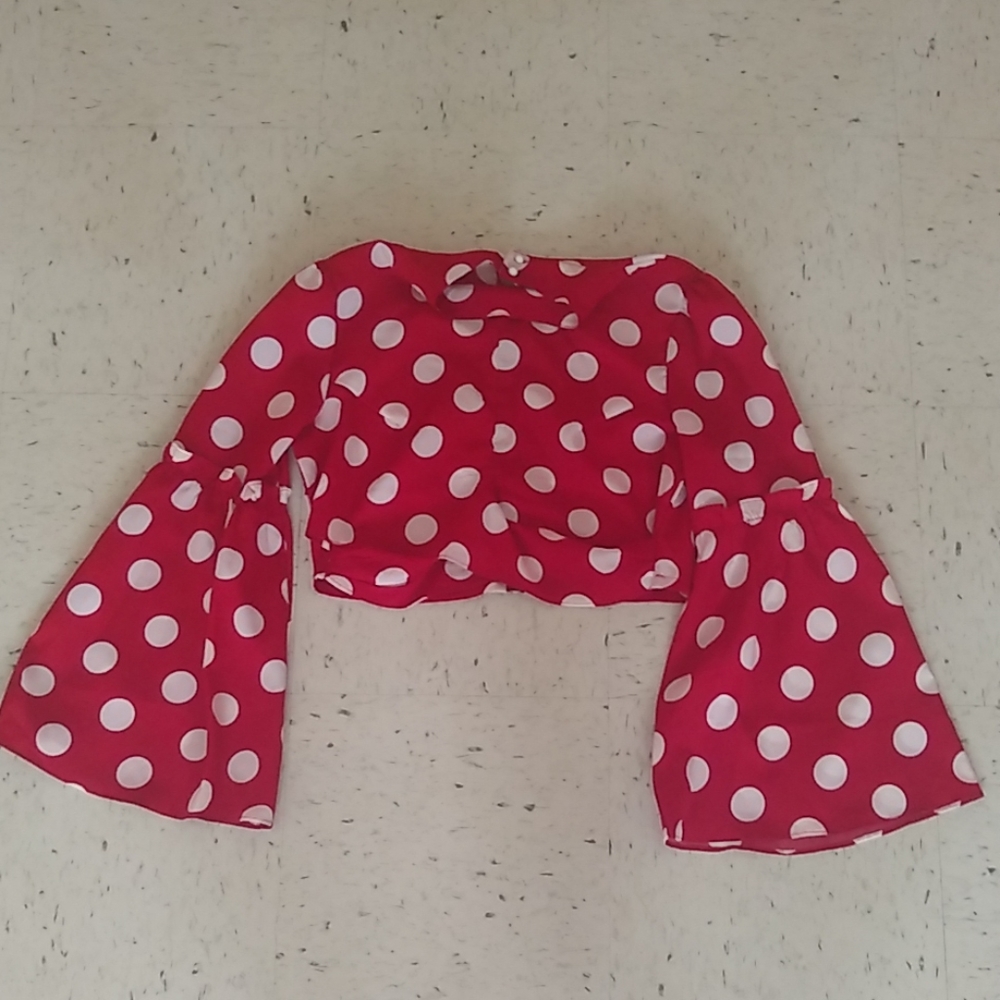 Red blouse with polka dot details